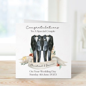 Personalised Gay Wedding Card, Same Sex Wedding Card, Mr &  Mr Wedding Day Card