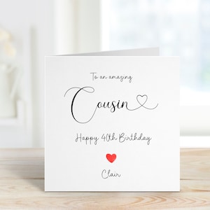 Cartão de aniversário personalizado do primo, cartão de aniversário para o primo, cartões de aniversário para ela, cartão de aniversário de qualquer idade, 40º aniversário para o primo