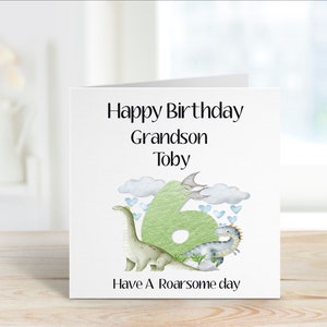 Carte d’anniversaire de petit-fils, carte d’anniversaire de petite-fille, carte de 1er anniversaire de petit-fils, carte d’anniversaire de dinosaure, carte de tout âge