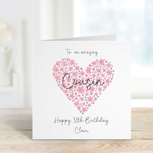 Carte d'anniversaire pour cousine, cartes d'anniversaire pour elle, carte d'anniversaire pour tout âge, 21e anniversaire pour cousine, carte personnalisée 30e anniversaire