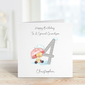 Nipote 4th Birthday Card, 4th Birthday Card For Grandson, Grandson personalizzato 4th Birthday Card, Splashy Duck Card