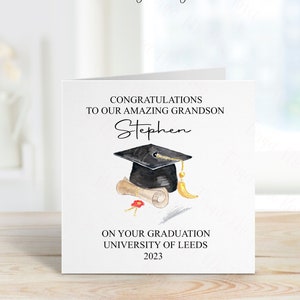 Carte d'obtention du diplôme de petit-fils, carte d'obtention du diplôme personnalisée pour lui, carte d'obtention du diplôme pour le petit-fils, carte d'obtention du diplôme de chapeau et de défilement