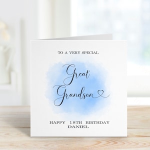 Carte d'anniversaire personnalisée pour arrière-petit-fils, carte d'anniversaire pour lui, carte d'anniversaire pour arrière-petit-fils, carte pour tout âge