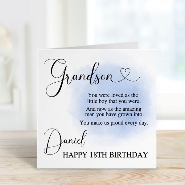 Grandson 18th Birthday Card, Personalised Card For Grandson, 18th Birthday Card For Special Grandson