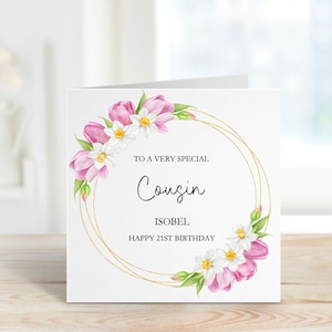 Cartão de aniversário do primo, cartão de aniversário para o primo, cartões de aniversário para ela, cartão de aniversário de qualquer idade, aniversário de 21 anos personalizado para o primo