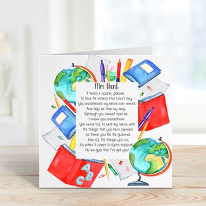 Carte de professeur ayant des besoins spéciaux, carte de remerciement pour professeur, carte de professeur SEN, cadeau pour professeur, carte de professeur personnalisée