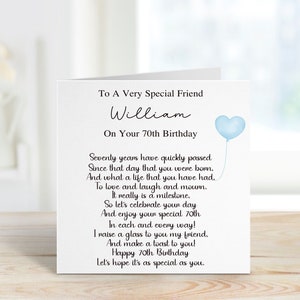 Carte d'anniversaire pour un ami spécial, carte de 70e anniversaire pour homme, carte d'anniversaire de 70e anniversaire pour femme, cartes d'anniversaire personnalisées pour ami