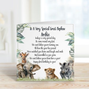Carte de 1er anniversaire de petit-neveu, carte de 1er anniversaire pour petit-neveu, carte de 1er anniversaire de petit-neveu personnalisée