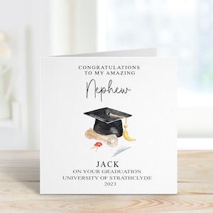 Carte de graduation neveu, carte de graduation personnalisée pour neveu, carte de graduation pour neveu incroyable, carte de graduation cap et défilement