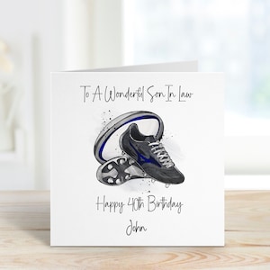 Carte d'anniversaire de gendre 40 ans, carte d'anniversaire personnalisée pour lui, carte d'anniversaire personnalisée gendre 40e anniversaire, carte d'anniversaire de rugby