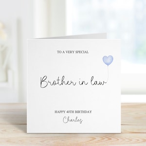 Biglietto di auguri di compleanno per cognato personalizzato, biglietto di auguri per il 40° compleanno, biglietto di auguri per cognato, biglietto di auguri per qualsiasi età, 18°, 21°, 40°