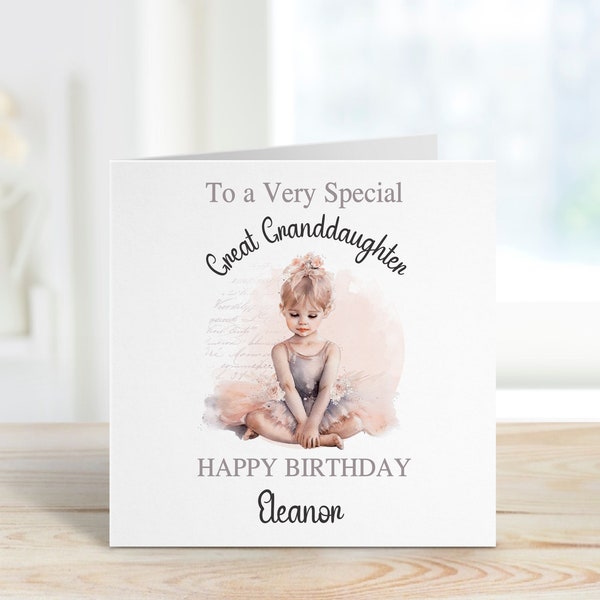 Personalised Great Granddaughter Birthday Card, Card For Her, Any Age, 1st, 2nd, 3rd, 4th, Great Granddaughter Birthday Card