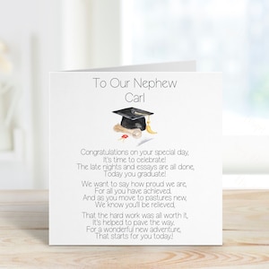 Tarjeta de graduación personalizada para sobrino, tarjeta de graduación personalizada para él, tarjeta de graduación para sobrino