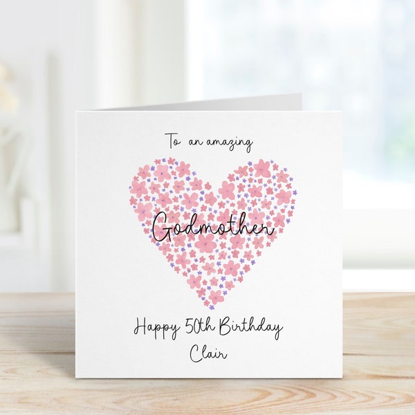 Personalised Godmother Birthday Card, Godmother Birthday Card, Birthday Cards For Her, Any age Birthday Card, 50th Birthday For Godmother