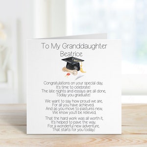 Carte de graduation de petite-fille, carte de graduation personnalisée pour elle, carte de graduation pour petite-fille