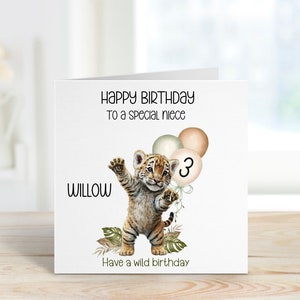 Nièce 3ème carte d'anniversaire, carte d'anniversaire pour nièce, anniversaire personnalisé nièce, carte d'anniversaire Tiger Cub, n'importe quelle carte d'âge