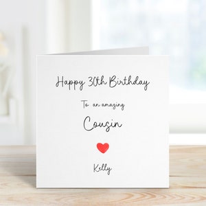 Tarjeta de cumpleaños personalizada para primo, tarjeta de cumpleaños para primo, tarjetas de cumpleaños para ella, tarjeta de cumpleaños de cualquier edad, 30 cumpleaños para primo