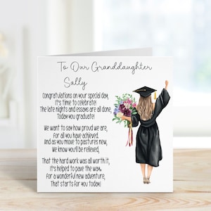 Cartão de formatura para neta, cartão de formatura personalizado para ela, cartão de formatura para neta