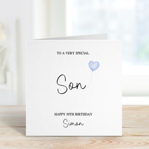 Carte d'anniversaire de fils personnalisée, carte d'anniversaire 50e, carte d'anniversaire pour fils, carte d'anniversaire de n'importe quel âge, 18e, 21e, 50e, carte pour homme