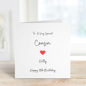 Tarjeta de cumpleaños de primo personalizada, tarjeta de cumpleaños para primo, tarjetas de cumpleaños para ella, tarjeta de cumpleaños de cualquier edad, 18 cumpleaños para primo