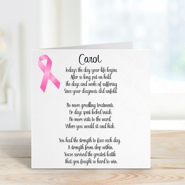 Breast Cancer Survivor Card, Beaten Cancer Card, Personalised Cancer Survivor Card, Pink Ribbon Breast Cancer Survivor Card