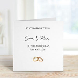 Cartão de casamento gay, cartão de dia de casamento para um casal especial, cartão de casamento para noivo e noivo, cartão de dia de casamento personalizado