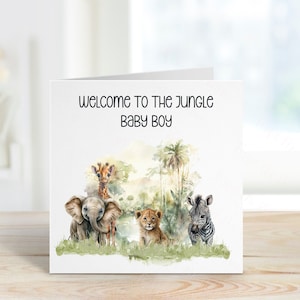 New Baby Card, Welcome To The Jungle, Baby Girl Card, Baby Boy Card, Jungle Baby Card