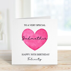 Tarjeta de cumpleaños de madrina personalizada, tarjeta de cumpleaños personalizada para ella, tarjeta de cumpleaños de cualquier edad, 18, 21, 30, 40