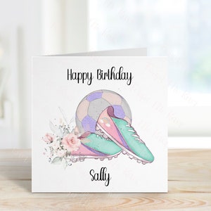 Cartão de aniversário de futebol de neta, cartão de aniversário personalizado, cartão de aniversário de filha, cartão de futebol para meninas