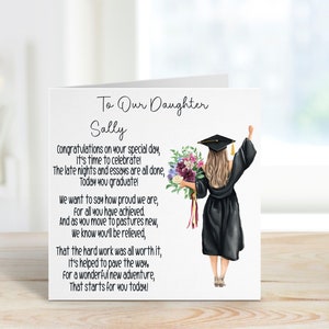 Biglietto di laurea per figlia, biglietto di laurea personalizzato per lei, biglietto di laurea per figlia