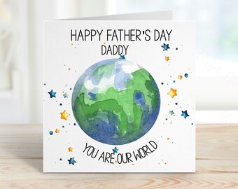 Personalised Father's Day Card, Daddy You Are Our World, Fathers Day Card For Daddy, Father's Day Card For Dad