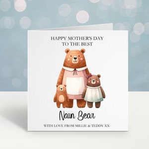Carte de fête des mères Nain Bear, carte de fête des mères pour nounou ours, cadeaux belle-mère, fête des mères pour grand-mère, grand-mère, carte de fête des mères pour Mamgu