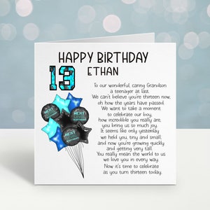 Tarjeta de cumpleaños número 13, tarjeta de cumpleaños número 13 para hijo, tarjeta de jugador para nieto, tarjeta de adolescente, tarjeta de cumpleaños número 13 para sobrino nieto, cumpleaños de primo