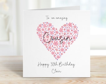 Birthday Card For Cousin, Birthday Cards For Her, Any age Birthday Card, 21st Birthday For Cousin, Personalised 30th Birthday Card