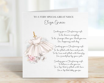 Great Niece Christening Card, Christening Card For Great Niece, Personalised Christening Card