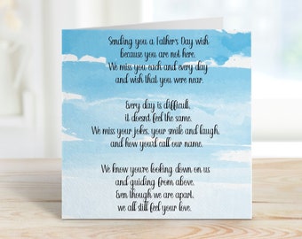 Daddy In Heaven Fathers Day Card, Personalised Fathers Day Card For Dad, Father's Day Card For Father In Heaven