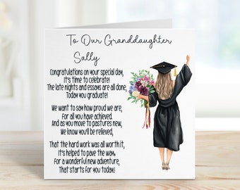 Granddaughter Graduation Card, Personalised Graduation Card For Her, Graduation Card For Granddaughter