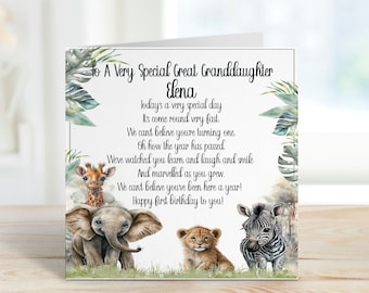 Great Granddaughter 1st Birthday Card, 1st Birthday Card For Great Granddaughter, Personalised Great Granddaughter 1st Birthday Card