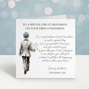1a tarjeta de confesión personalizada, 1a tarjeta de confesión para bisnieto, hijo de tarjeta de confesión, tarjeta de confesión para un niño especial