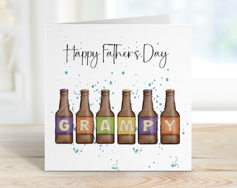 Vaderdagkaart voor Grampy, gepersonaliseerde vaderdagkaart voor papa, bierfles Vaderdagkaart voor Bampy, biervaderdagkaart