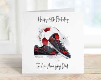 Carte personnalisée de 40e anniversaire de papa, carte de football pour papa, carte de 40e anniversaire pour papa, carte d'anniversaire de tout âge