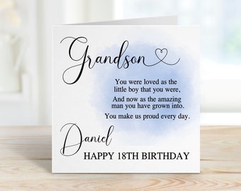 Grandson 18th Birthday Card, Personalised Card For Grandson, 18th Birthday Card For Special Grandson