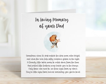 Sympathy Card For Dad, Remembrance Card, Lost Loved One Card, Robin Sympathy Card, Sympathy Card Dad, Sympathy Card Friend, Loss Of  Dad