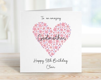 Carte d'anniversaire personnalisée pour marraine, carte d'anniversaire pour marraine, cartes d'anniversaire pour elle, carte d'anniversaire pour tout âge, 50e anniversaire pour marraine