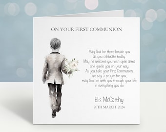 Carte de communion personnalisée, carte de 1ère communion pour fils, carte de communion pour petit-fils, neveu