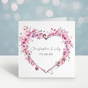 Cartão de casamento floral, cartão de dia de casamento floral personalizado, cartão de senhora e senhora, cartão de casamento gay, cartão de casamento lésbico