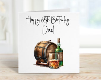 Carte personnalisée 65e anniversaire de papa, carte d'anniversaire whisky pour papa, carte 65e anniversaire pour papa, carte d'anniversaire pour tous les âges