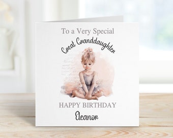 Personalised Great Granddaughter Birthday Card, Card For Her, Any Age, 1st, 2nd, 3rd, 4th, Great Granddaughter Birthday Card