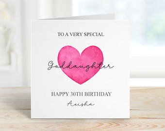 Personalised Goddaughter Birthday Card, Personalised Birthday Card For Her, Any Age Birthday Card, 18, 21, 30, 40