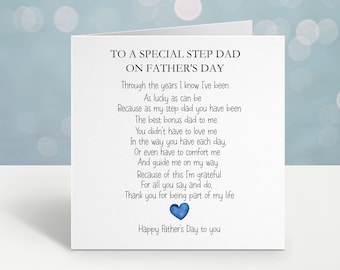 Tarjeta del Día del Padre para Padrastro, Tarjeta del Día del Padre para Padrastro, Tarjeta del Día del Padre con Poema/Verso